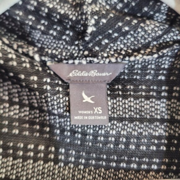 NWT Eddie Bauer Open Front Cardigan Sweater Womens XS Black White Draped Preppy - Picture 3 of 8